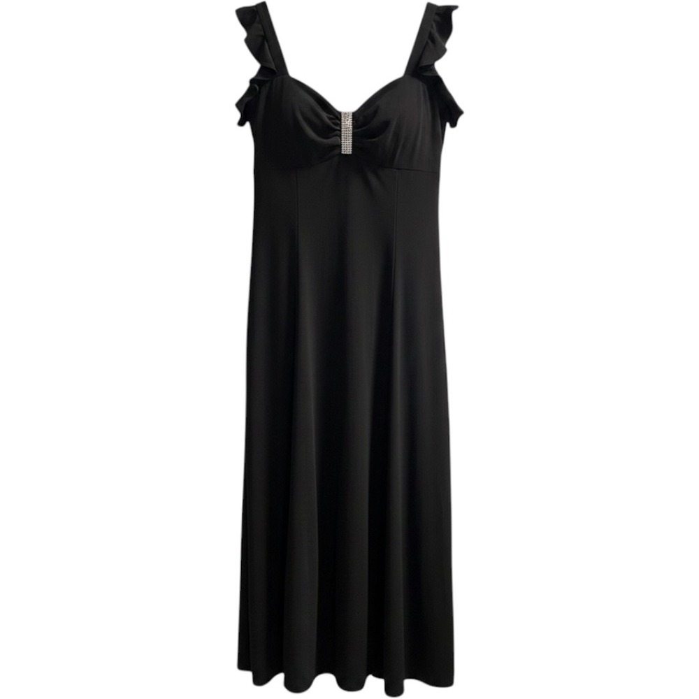 R&M‎ Richards Dress Gown Black Rhinestone Empire Waist Maxi Size 18W Event Gala